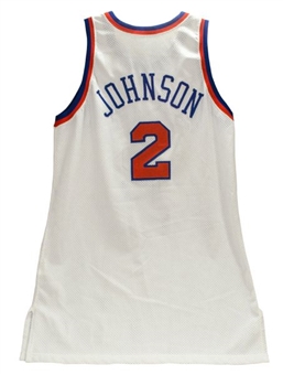 1996-97 Larry Johnson Game Worn New York Knicks Jersey (MEARS LOA)